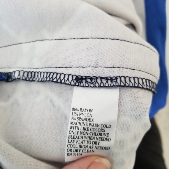 Crown & Ivy Blue/Navy Nautical Key Print 3/4 Sleeves Midi Shift Dress Size XS - Picture 9 of 12